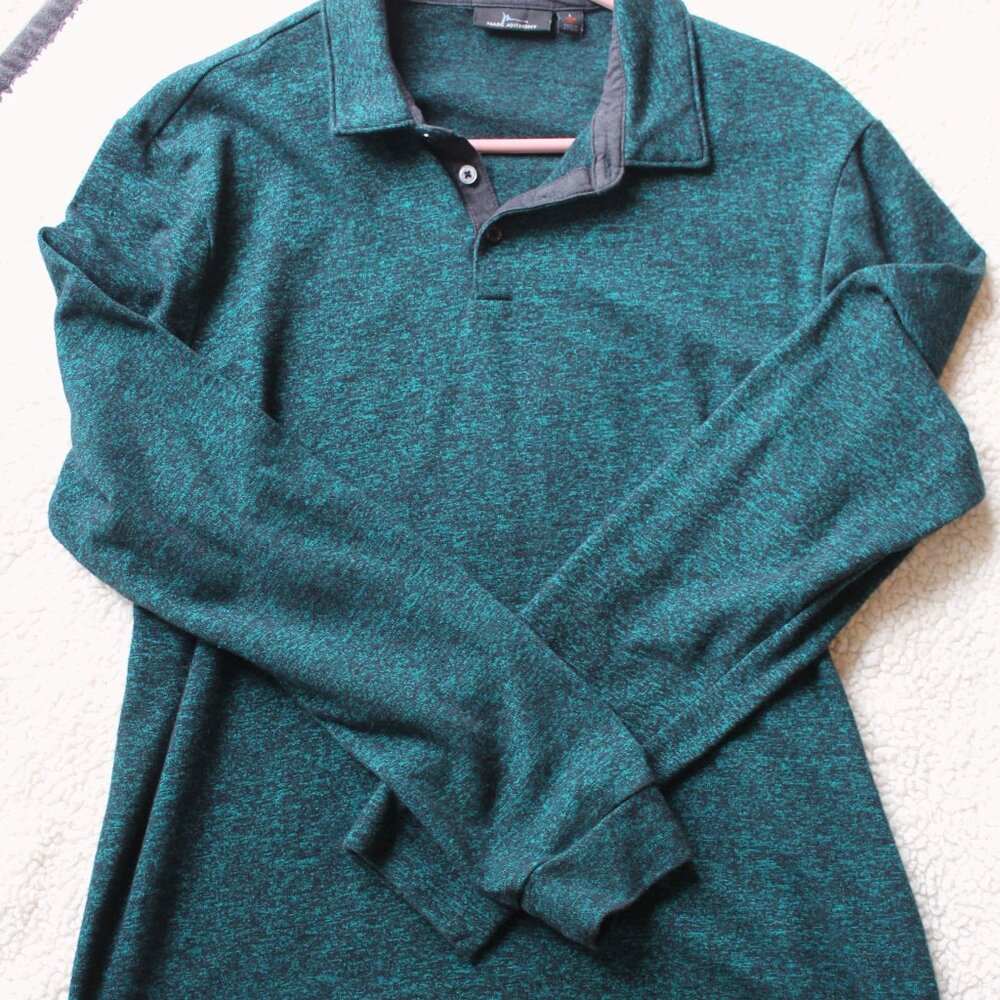 MARC ANTHONY MENS LONG SLEEVE SLIM FIT 3 BUTTON SHIRT SIZE LARGE